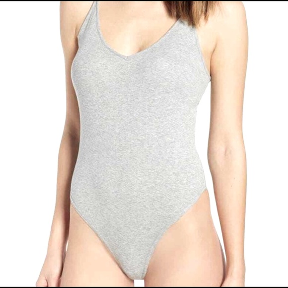NWT BP gray ribbed v-neck bodysuit - Picture 1 of 5